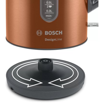 Fierbator de apa Bosch TWK4P439 DesignLine, 1.7 litri, filtru anti-calcar, cupru