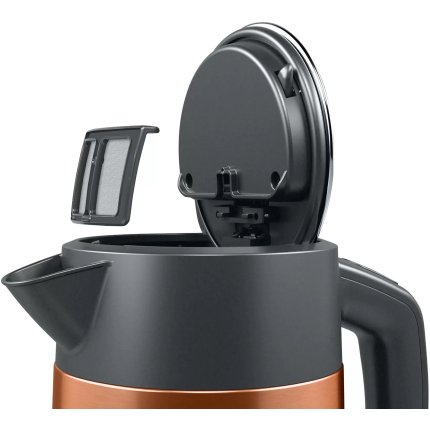 Fierbator de apa Bosch TWK4P439 DesignLine, 1.7 litri, filtru anti-calcar, cupru