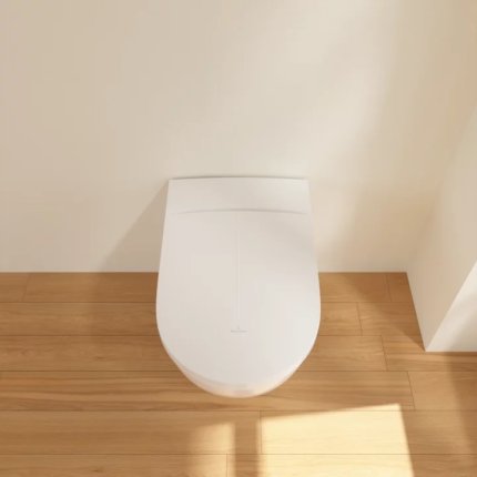 Set vas WC suspendat Villeroy&Boch ViClean l100 DirectFlush, CeramicPlus si capac inchidere lenta cu functie bideu electric, alb