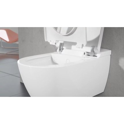 Set vas WC suspendat Villeroy&Boch ViClean l100 DirectFlush, CeramicPlus si capac inchidere lenta cu functie bideu electric, alb