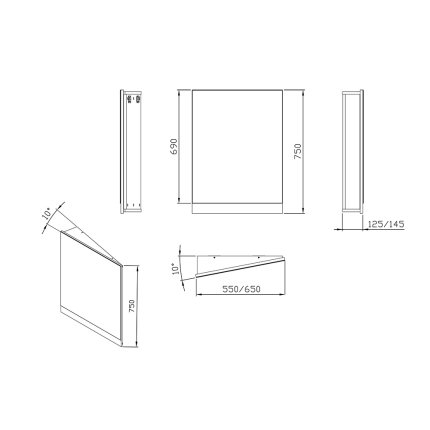 Oglinda de colt Ravak Concept 10° 55x75x15cm, stanga, alb