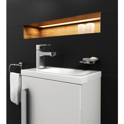 Lavoar asimetric Ravak Concept Chrome 40x22cm, stanga, montare pe mobilier, alb