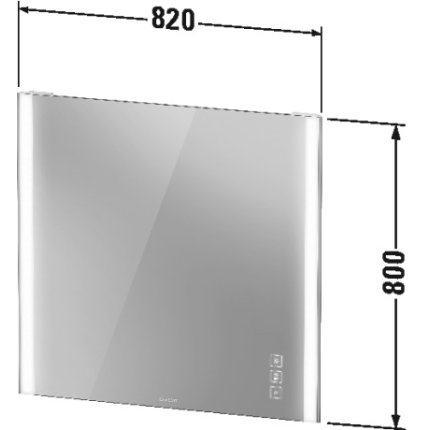 Oglinda Duravit XViu cu iluminare LED 82x80cm, cu incalzire si actionare pe senzor, margini champagne mat