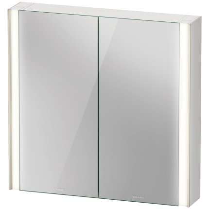 Dulap cu oglinda Duravit XViu cu iluminare LED 82x80cm, cu doua usi si doua rafturi de sticla, margini champagne mat