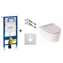 Obiecte sanitare Set vas WC suspendat Geberit ONE Rimfree TurboFlush cu capac inchidere lenta, rezervor incastrat cu cadru Geberit Duofix Sigma UP320 cu set fixare si set fonoizolant incluse, fara clapeta