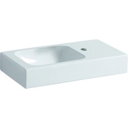 Obiecte sanitare Lavoar asimetric Geberit iCon 53x31cm, orificiu baterie dreapta, fara preaplin, montare pe mobilier, alb