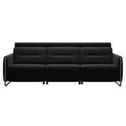 Canapele Canapea cu 3 locuri Stressless Emily Arm Steel, reclinere laterale, brate crom, tapiterie piele Batick Black