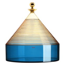 Decoratiuni casa Bol cu capac Kartell Trullo design Fabio Novembre, d25cm, h27cm, galben-albastru