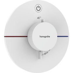 Baterii de baie Baterie dus termostatata Hansgrohe ShowerSelect Comfort S On/Off cu montaj incastrat, necesita corp ingropat, alb mat