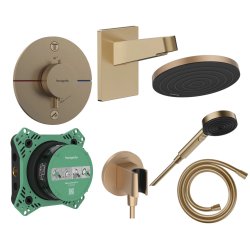 Sisteme de dus Sistem de dus incastrat termostatat Hansgrohe ShowerSelect Comfort S cu 2 consumatori, bronz periat