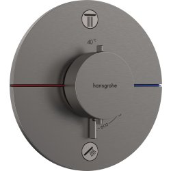 Baterii de baie Baterie cada - dus termostatata Hansgrohe ShowerSelect Comfort S cu 2 functii, montaj incastrat, necesita corp ingropat, negru periat
