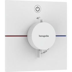 Baterii de baie Baterie dus termostatata Hansgrohe ShowerSelect Comfort E On/Off cu montaj incastrat, necesita corp ingropat, alb mat