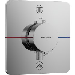 Baterii de baie Baterie cada - dus termostatata Hansgrohe ShowerSelect Comfort Q cu 2 functii, montaj incastrat, necesita corp ingropat, crom