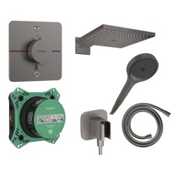 Sisteme de dus Sistem de dus incastrat termostatat Hansgrohe ShowerSelect Comfort Q cu 2 consumatori, negru periat