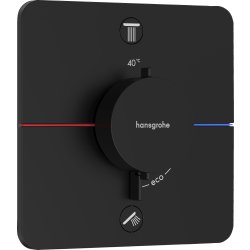 Baterii de baie Baterie cada - dus termostatata Hansgrohe ShowerSelect Comfort Q cu 2 functii, montaj incastrat, necesita corp ingropat, negru mat