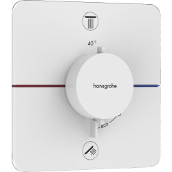 Baterie cada - dus termostatata Hansgrohe ShowerSelect Comfort Q cu 2 functii, montaj incastrat, necesita corp ingropat, alb mat