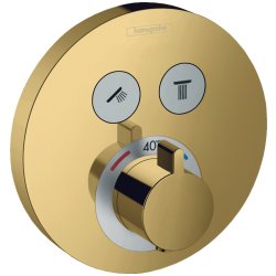 Default Category SensoDays Baterie cada - dus termostatata Hansgrohe ShowerSelect S cu montaj incastrat, necesita corp ingropat, gold optic lustruit