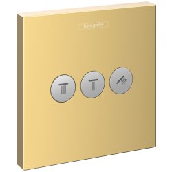 Baterii de baie Divertor Hansgrohe Shower Select pentru 3 consumatori, necesita corp ingropat, gold optic lustruit