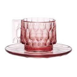 Cadouri pentru iubitorii de ceai Ceasca si farfuriuta Kartell Jellies Family, design Patricia Urquiola, roz transparent