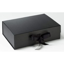 Cadouri pentru orice ocazie Cutie cadou Folda A4 Deep, inchidere cu fundita fixa, Black