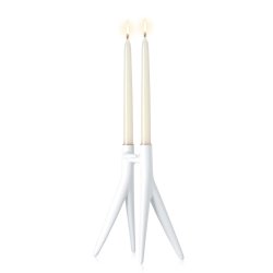 Cadouri pentru gazde sofisticate Suport lumanari Kartell Abbracciaio design Philippe Starck & Ambroise Maggiar, h 25cm, alb mat
