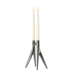 Cadouri pentru pasionati Suport lumanari Kartell Abbracciaio design Philippe Starck & Ambroise Maggiar, h 25cm, gri lucios