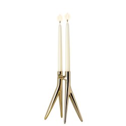Cadouri pentru pasionati Suport lumanari Kartell Abbracciaio design Philippe Starck & Ambroise Maggiar, h 25cm, auriu