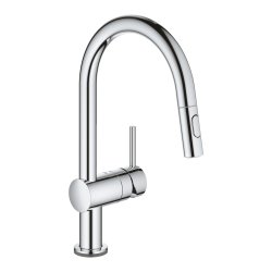 Baterii de bucatarie Baterie bucatarie Grohe Minta Touch Electronic cu dus extractibil dual spray, pipa C, crom