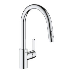 Baterie bucatarie Grohe Get cu dus extractibil dual spray, pipa C, crom
