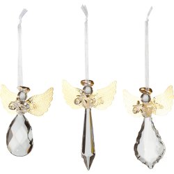 Set 3 decoratiuni brad Villeroy & Boch Winter Collage Accessoires Glass Angel Gold 21x11,5cm