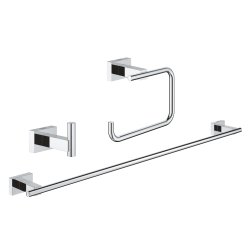 Accesorii baie Set 3 accesorii baie Grohe Essentials Cube Guest 3-in-1, crom