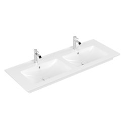 Obiecte sanitare Lavoar dublu Villeroy&Boch Venticello 130x50cm, CeramicPlus, montare pe mobilier, alb