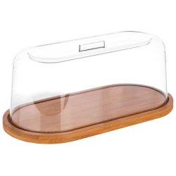 Platouri & Tavi servire Platou oval Paderno cu capac transparent, 28z14cm, h 11.5cm, lemn stejar