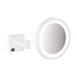 Oglinda cosmetica cu brat Hansgrohe Logis AddStoris x3, 16cm, iluminat LED, alb mat
