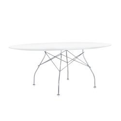 Mese dining Masa ovala Kartell Glossy design Antonio Citterio & Oliver Low, 120x194cm, alb