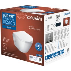 Obiecte sanitare Set vas wc suspendat Duravit D-Neo Compact Rimless si capac cu inchidere lenta