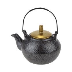 Vas servire ceai Deko Senso Ceylon portelan, 750ml, negru-auriu