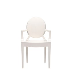 Set 2 scaune Kartell Louis Ghost design Philippe Starck, alb lucios