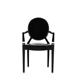 Scaune Set 2 scaune Kartell Louis Ghost design Philippe Starck, negru lucios
