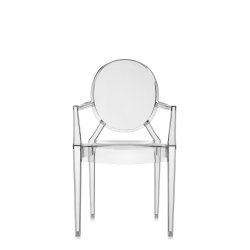 Mobilier Set 2 scaune Kartell Louis Ghost design Philippe Starck, fumuriu transparent