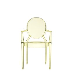 Set 2 scaune Kartell Louis Ghost design Philippe Starck, galben pai transparent