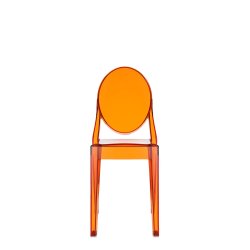 Scaune Set 2 scaune Kartell Victoria Ghost design Philippe Starck, portocaliu transparent