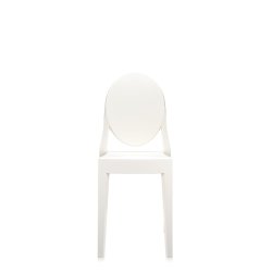 Set 2 scaune Kartell Victoria Ghost design Philippe Starck, alb lucios