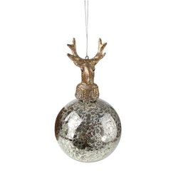 Craciun - Decoratiuni brad Decoratiune brad Deko Senso Deer, sticla, 15cm, argintiu
