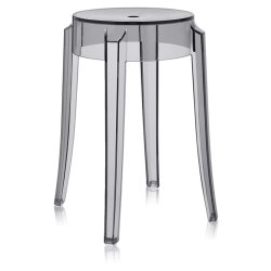 Scaune Set 2 scaune Kartell Charles Ghost design Philippe Starck, h45cm, gri transparent