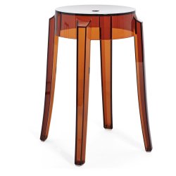 Scaune Set 2 scaune Kartell Charles Ghost design Philippe Starck, h45cm, maro transparent