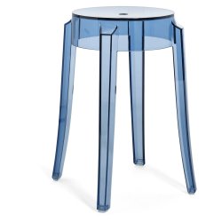 Scaune Set 2 scaune Kartell Charles Ghost design Philippe Starck, h45cm, albastru transparent
