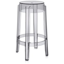 Mobilier Terasa & Gradina Set 2 scaune Kartell Charles Ghost 2005 design Philippe Starck, h65cm, gri transparent