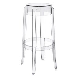 Mobilier Terasa & Gradina Set 2 scaune bar Kartell Charles Ghost 2005 design Philippe Starck, h75cm,  transparent