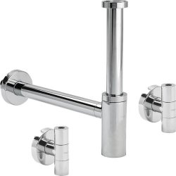 Sisteme de scurgere Set sifon pentru lavoar Viega Elegant 32mm si robineti coltar, alama cromata